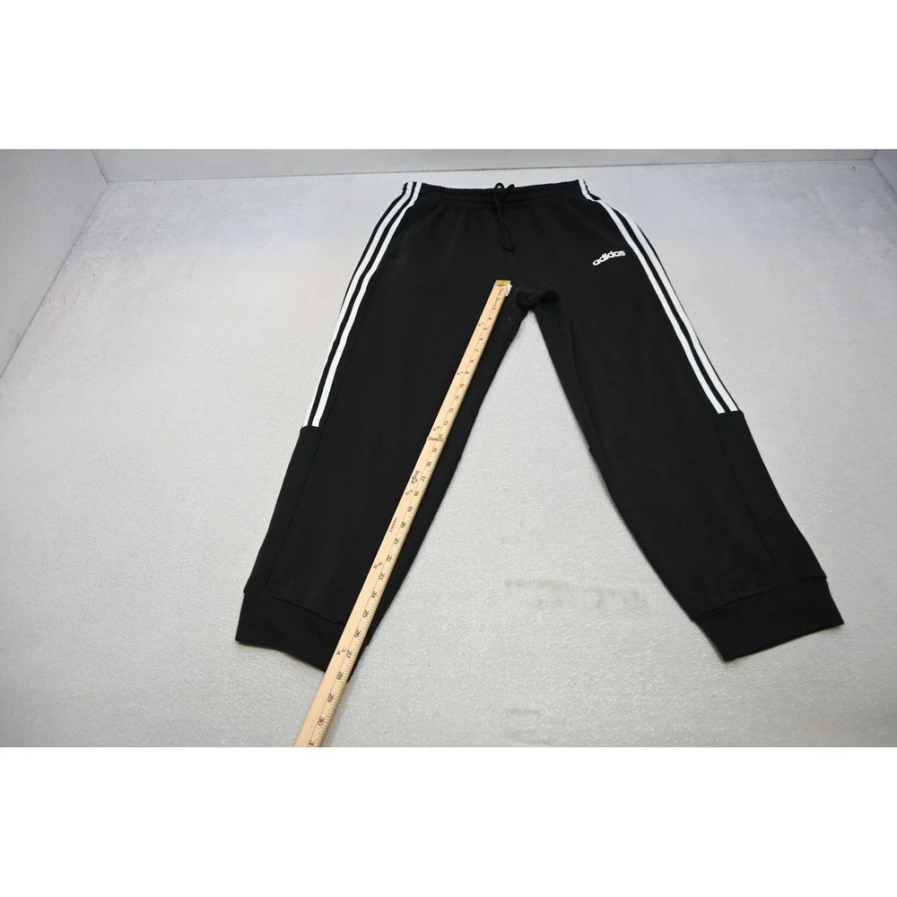 Adidas Joggers Mens Large Black Three Stripe Drawstring Sweatpants Excellent